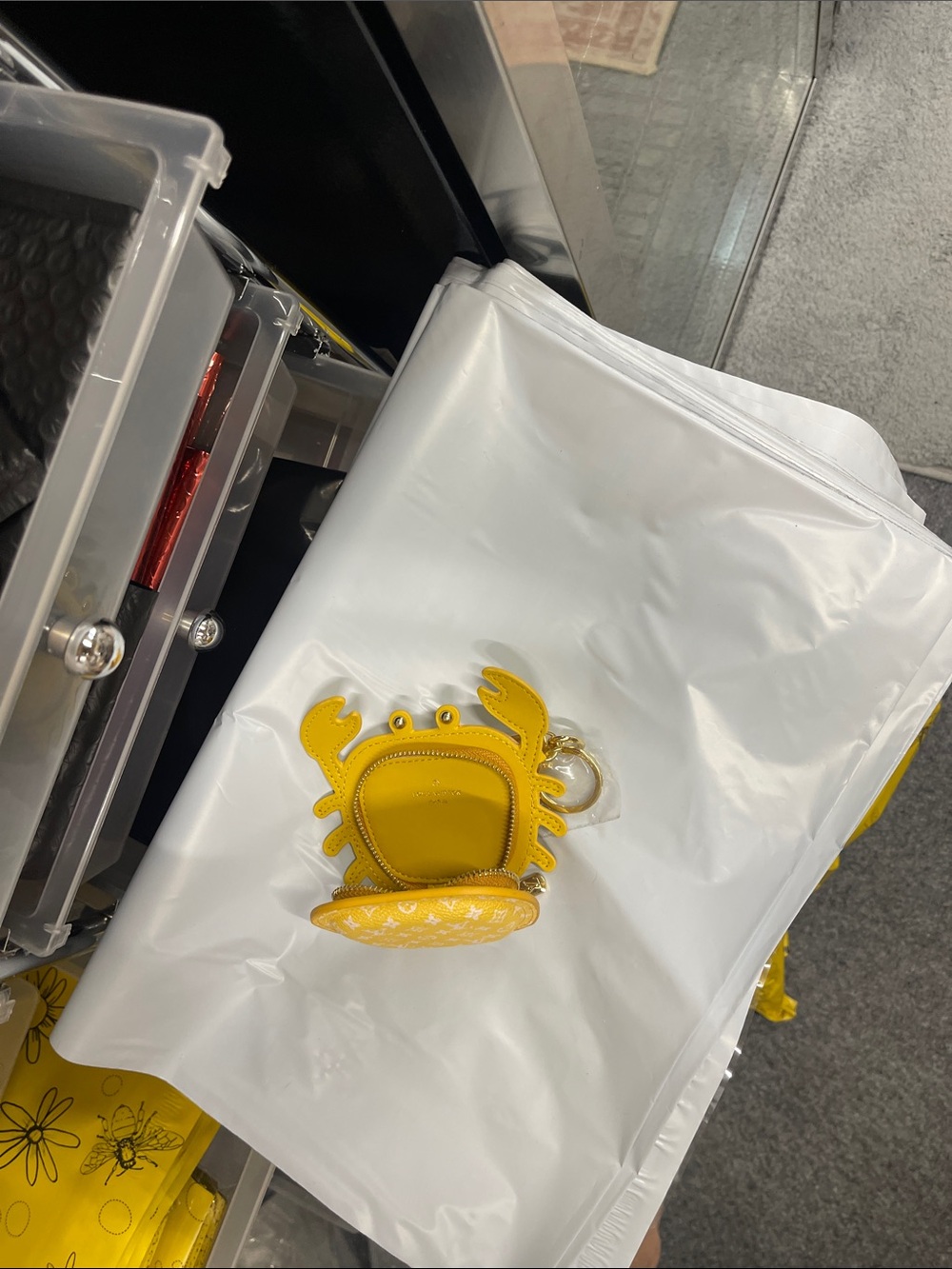 Yellow fashionable Crab Coin Purse Keychain or AirPod holder